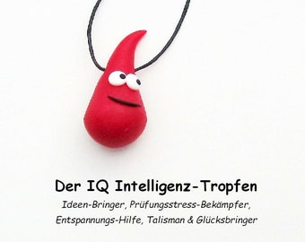 Glücksbringer IQ Intelligenz-Tropfen in rubin-quarz / zur Prüfung / Geschenk für Schüler