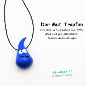 Glücksbringer Mut-Tropfen in oceanblau / Talisman / Geschenk für Männer, Frauen und Kinder Bild 1