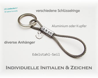 handgefertigter Schlüsselanhänger aus Edelstahl mit Monogramm / personalisiert / Geschenk für Männer