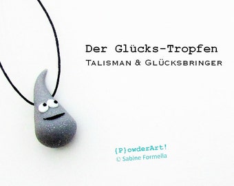 Glücksbringer Glücks-Tropfen in glitzer-grau / Talisman für Männer und Frauen / Geschenk Jahreswechsel