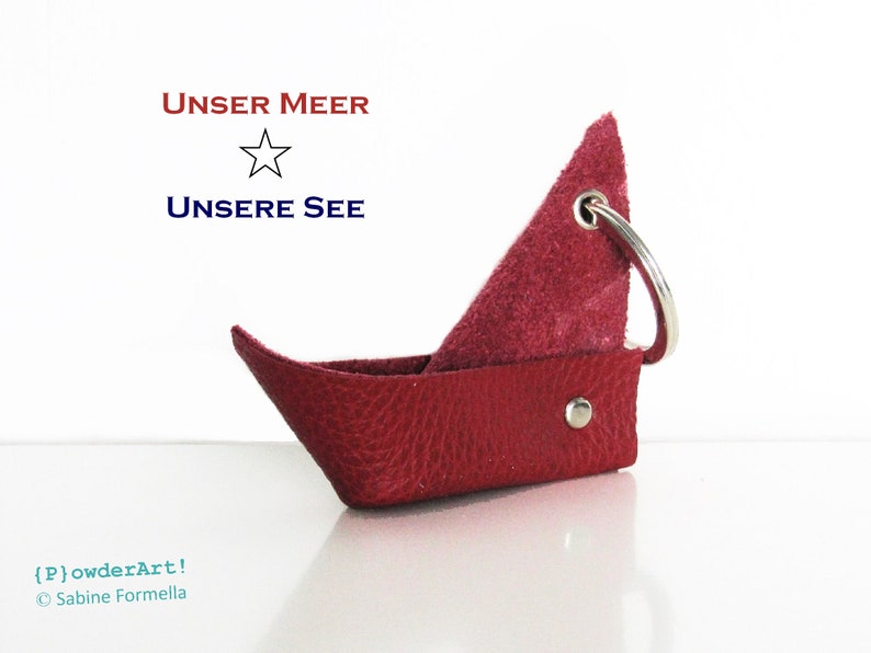 handgefertigter Schlüsselanhänger aus Leder / maritimer Anhänger / Geschenk für Schiff oder Boot image 6