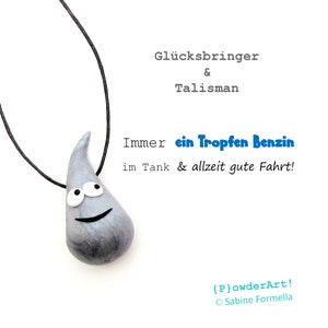 Ein Tropfen Benzin & gute Fahrt in silber-metallic / Glücksbringer Talisman für neues Auto image 1