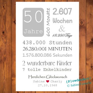50. HOCHZEITSTAG  18.250 Tage Bild mit Namen & Datum / personalisiert /  zur goldenen Hochzeit