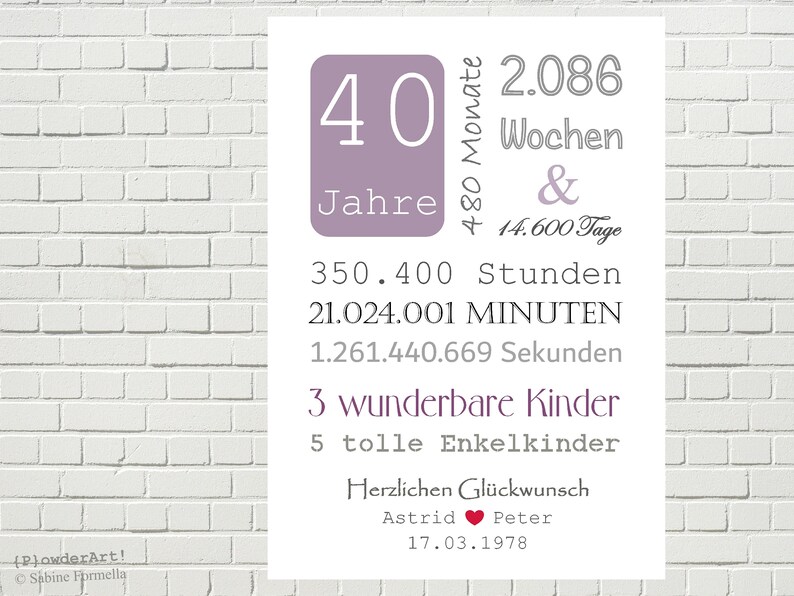 Hochzeitstag name 40 40 hochzeitstag