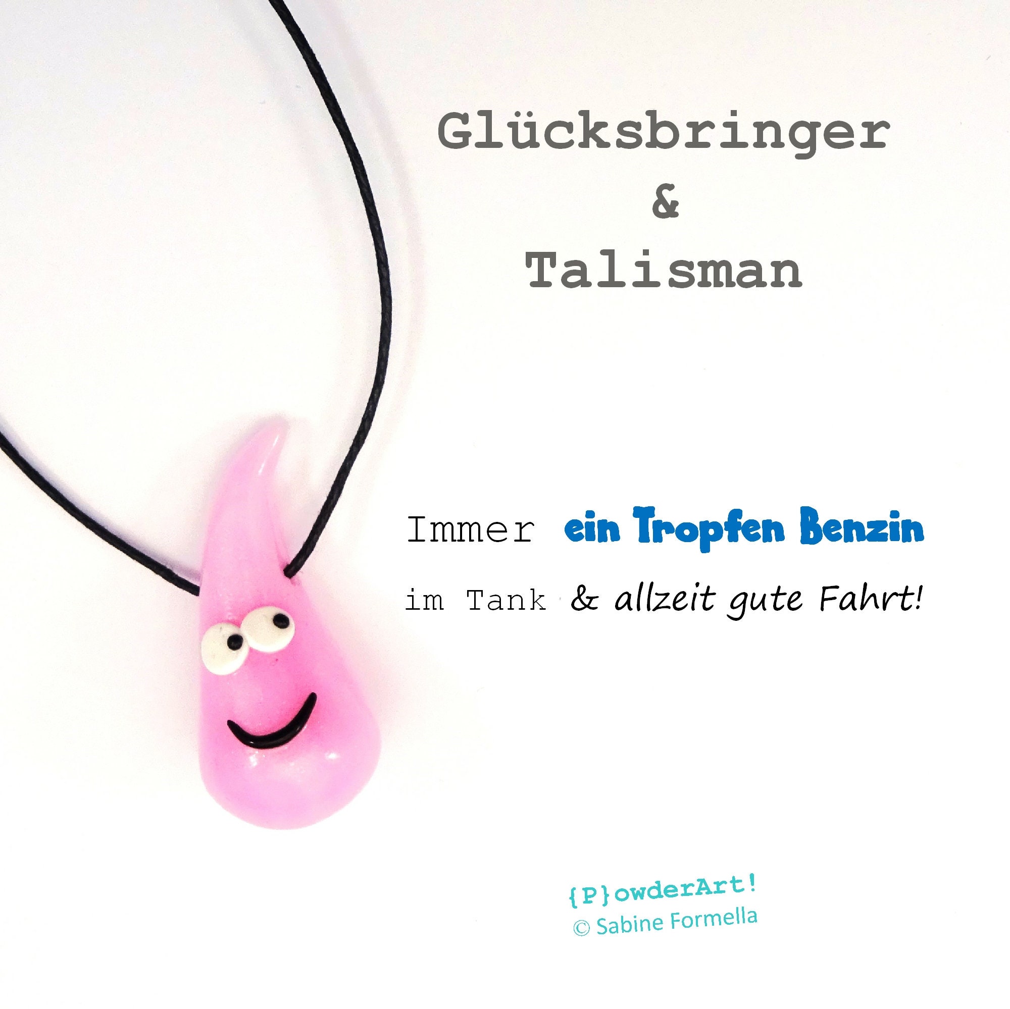 Ein Tropfen Benzin & gute Fahrt in apfelgrün / Glücksbringer Talisman /  Schutzengel Auto - .de