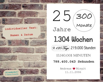 Poster zur Silberhochzeit / 25. HOCHZEITSTAG 9.125 Tage mit Namen & Datum