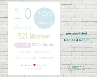 Bild zum 10. HOCHZEITSTAG 3.650 Tage mit Namen & Datum personalisiert / Rosenhochzeit / Jahrestag