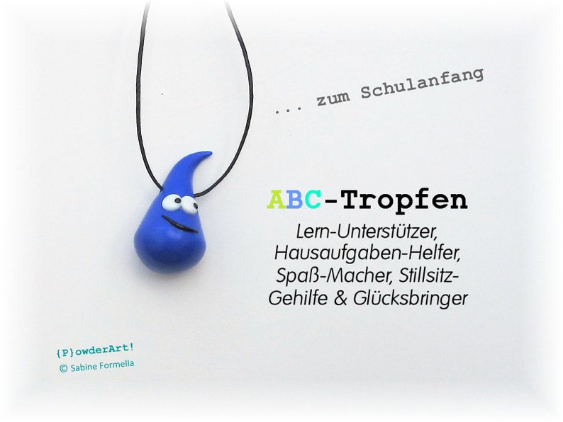 ABC-Tropfen zum Schulanfang in oceanblau / Glücksbringer & Talisman / für die Schultüte Bild 1