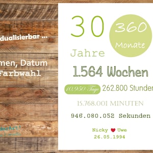 Bild zum 30. HOCHZEITSTAG 10.950 Tage mit Namen & Datum / Geschenk zur Perlenhochzeit Bild 8