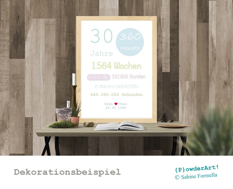 Bild zum 30. HOCHZEITSTAG 10.950 Tage mit Namen & Datum / Geschenk zur Perlenhochzeit Bild 9