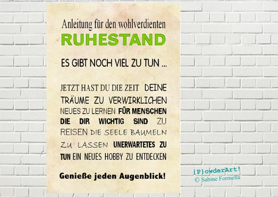 druck anleitung fur den wohlverdienten ruhestand in beige etsy
