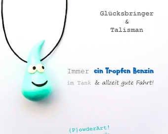 Glücksbringer Ein Tropfen Benzin & gute Fahrt in mint / Talisman + Schutzengel