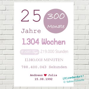 Bild zur Silberhochzeit / 25. HOCHZEITSTAG 9.125 Tage mit Namen & Datum