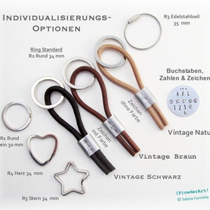Schlüsselanhänger Vintage Leder Monogramm / personalisierter Anhänger zum Vatertag afbeelding 4
