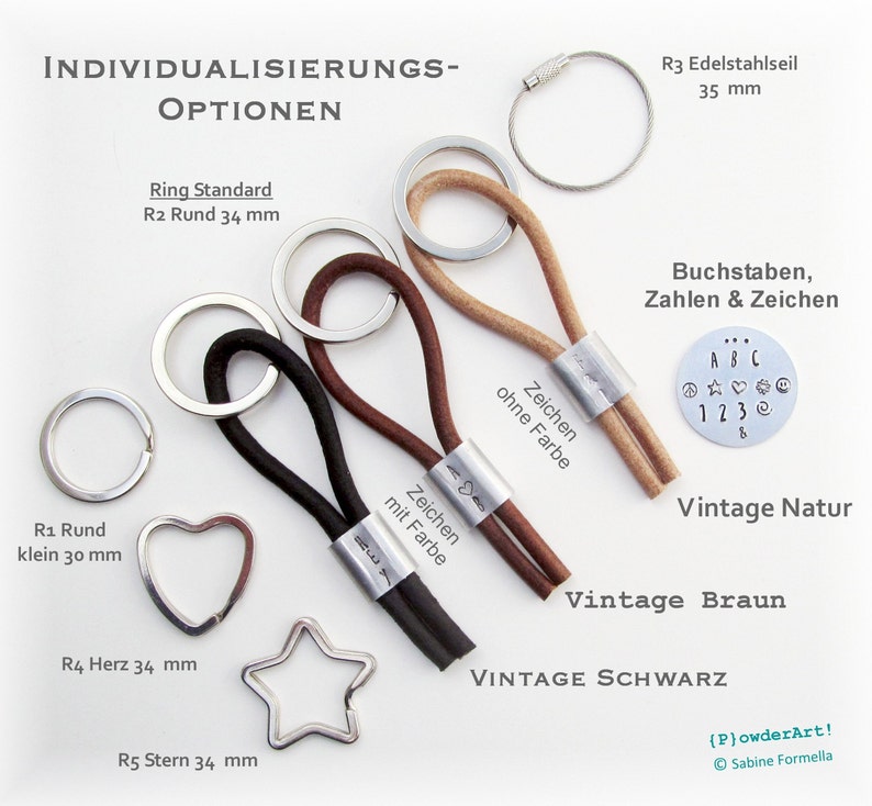 Schlüsselanhänger Vintage Leder Monogramm / personalisierter Anhänger zum Vatertag afbeelding 4