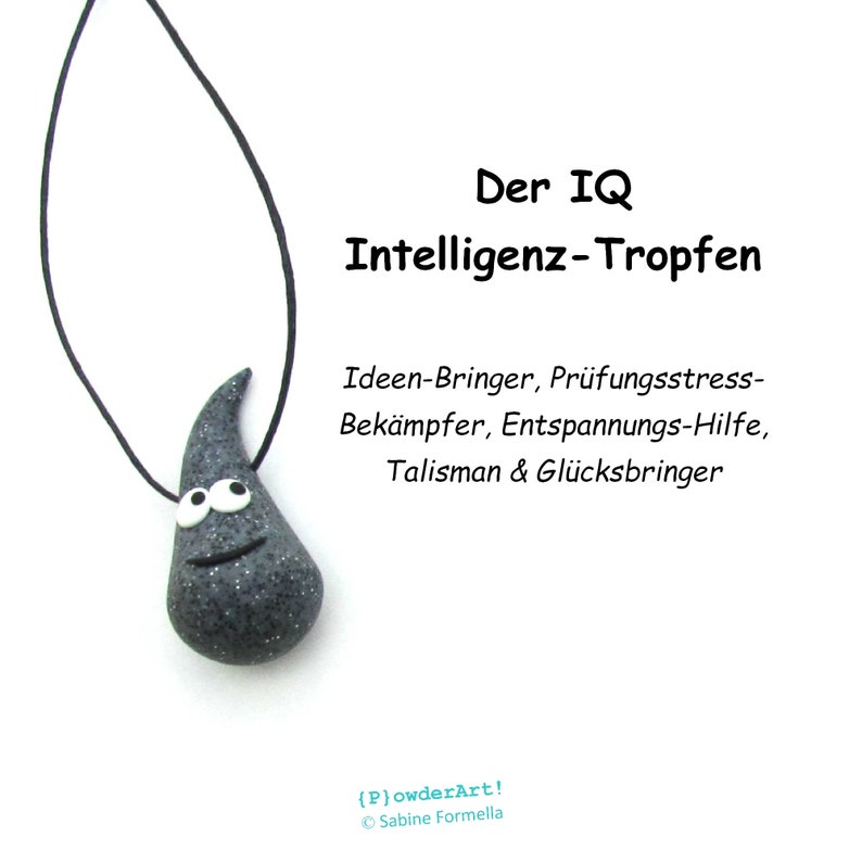 Glücksbringer IQ Intelligenz-Tropfen in granit / Talisman zur Prüfung Bild 1
