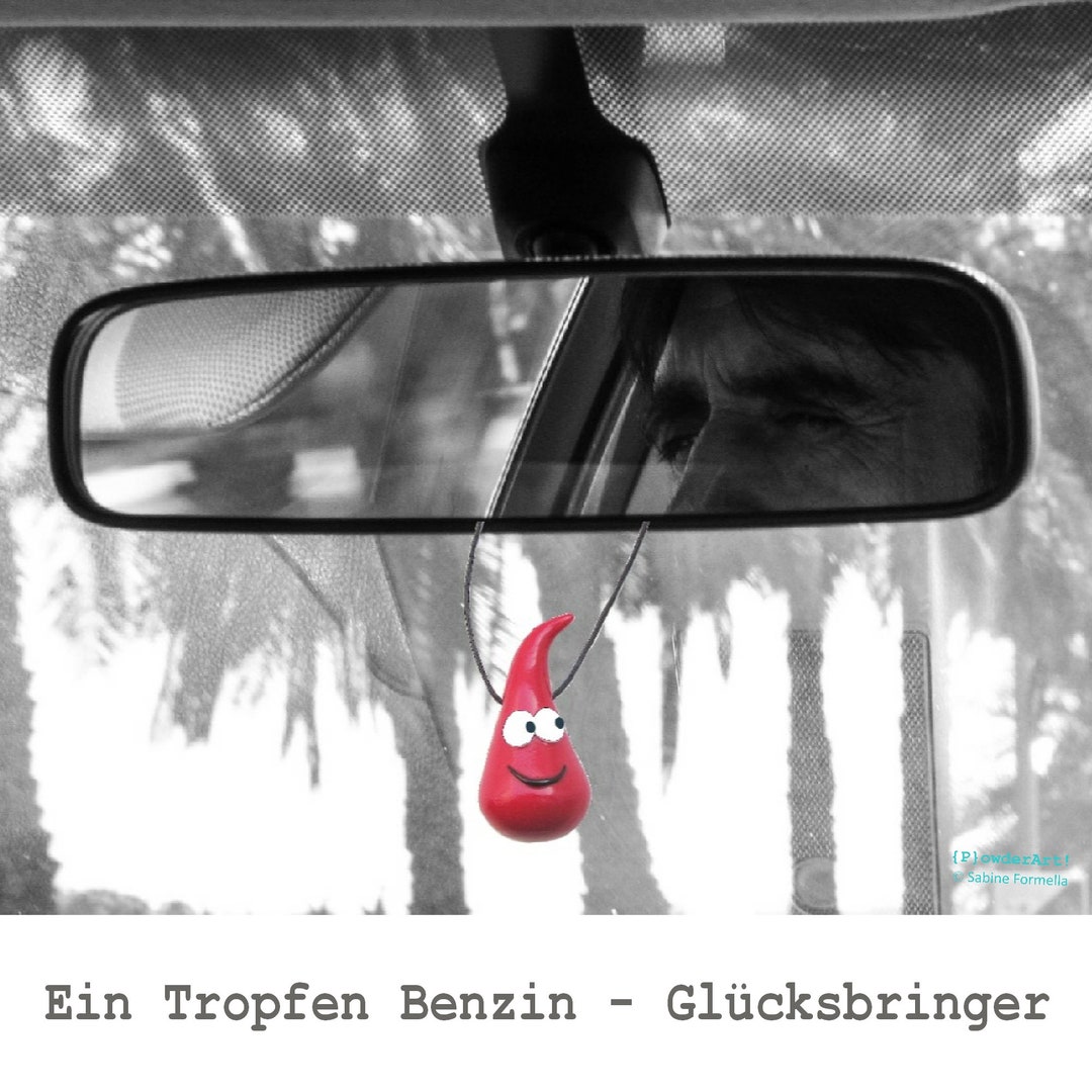 Ein Tropfen Benzin & gute Fahrt in apfelgrün / Glücksbringer Talisman /  Schutzengel Auto - .de