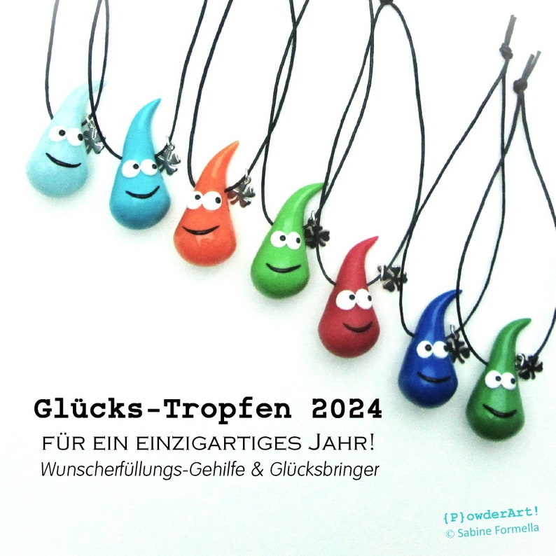 Glücks-Tropfen 2024 / Glücksbringer mit Kleeblatt / Geschenke Silvester Bild 1