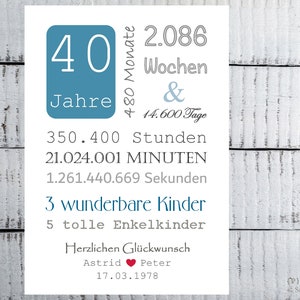 Bild zum 40. HOCHZEITSTAG 14.600 Tage / mit Namen & Datum personalisiert Bild 6