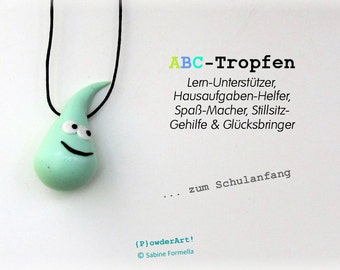 Glücksbringer ABC-Tropfen zum Schulanfang in mint / Talisman zur Einschulung