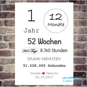 Geschenk zum 1. HOCHZEITSTAG 365 Tage / Bild mit Namen & Datum