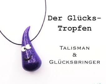 Glücks-Tropfen in glitzer-violett / Glücksbringer & Talisman / Geschenke für Freundinnen