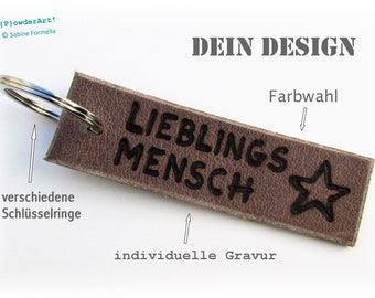 handgefertigter Schlüsselanhänger / Leder mit individueller Gravur / Geschenke für Männer