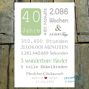 40. HOCHZEITSTAG 14.600 Tage / Druck mit Namen & Datum / Geschenk zur Rubinhochzeit