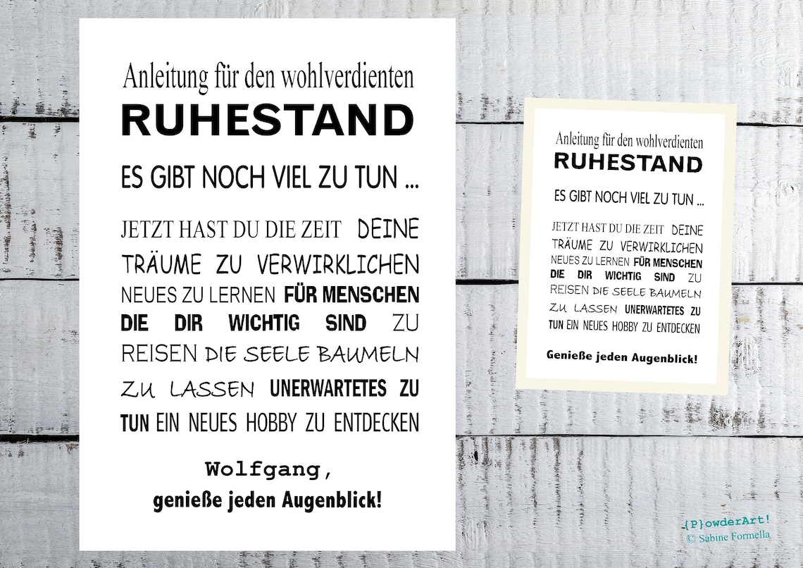 Bild ANLEITUNG für den wohlverdienten RUHESTAND / Etsy
