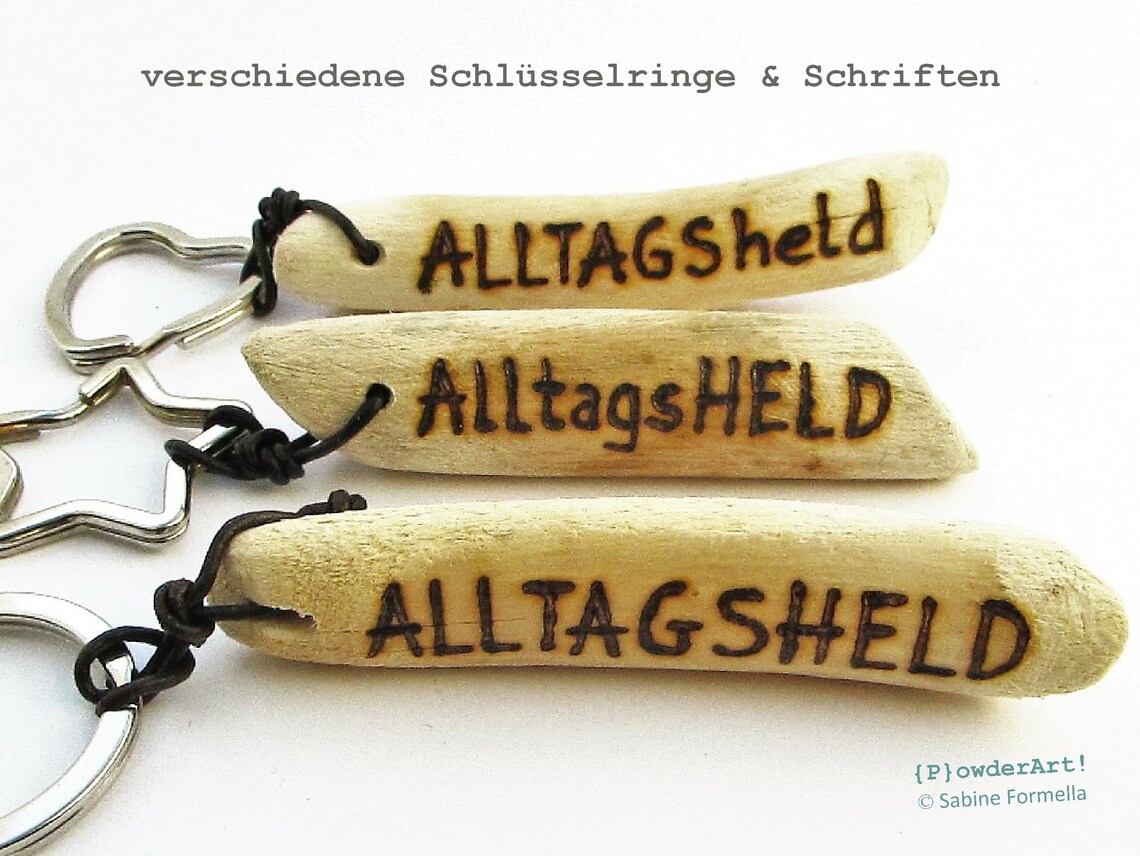 Holz Schlüsselanhänger Indianer Häuptling - Handgefertigt Mit Lasergravur