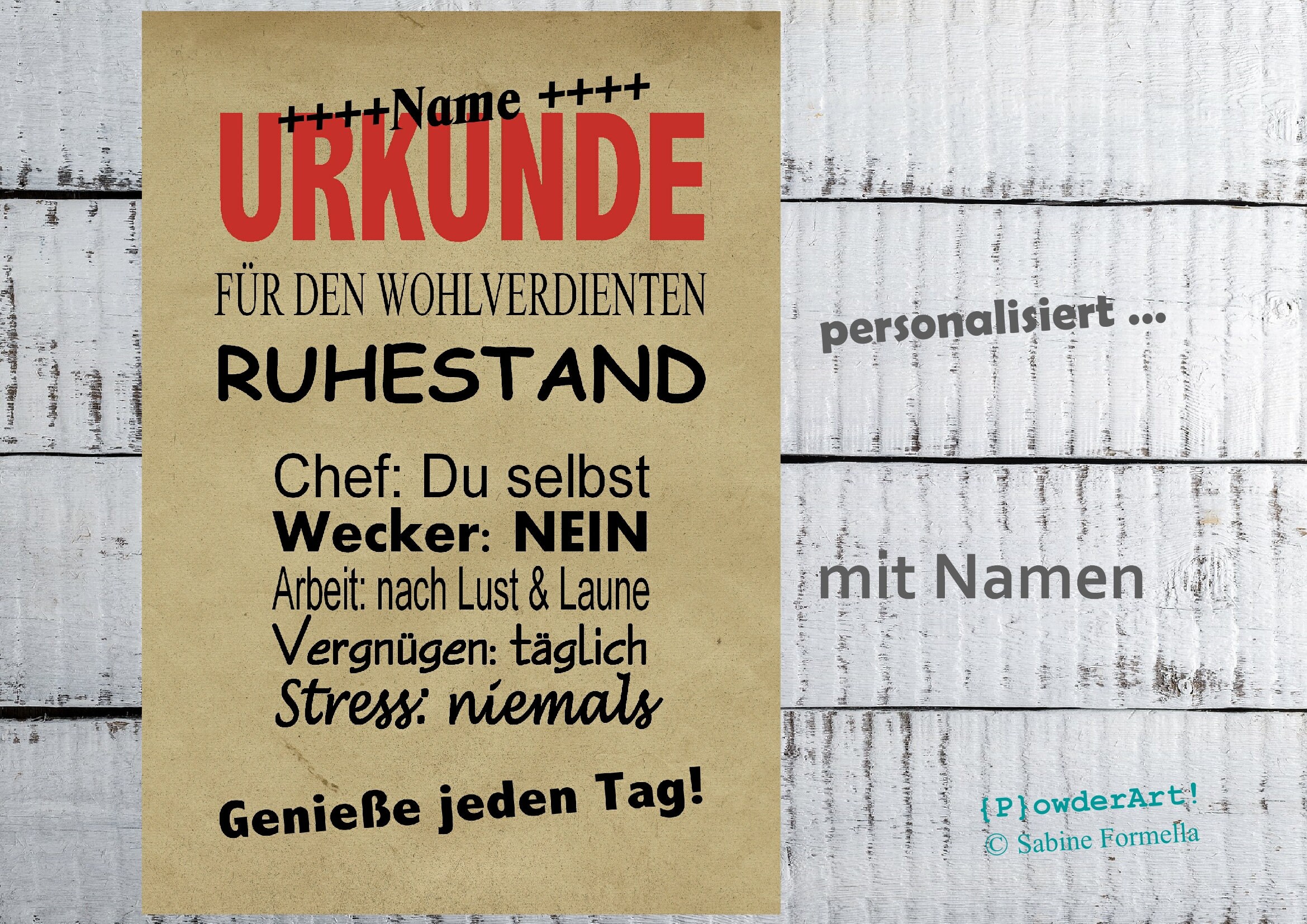 Bild Urkunde Wohlverdienter Ruhestand In Rot Beige Mit Namen Etsy