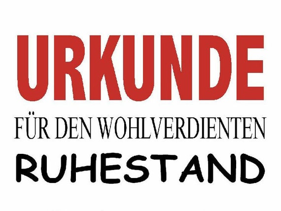 Druck Urkunde Wohlverdienter Ruhestand In Rot Etsy