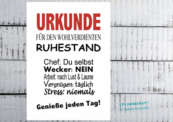 Druck Urkunde Wohlverdienter Ruhestand In Rot Etsy