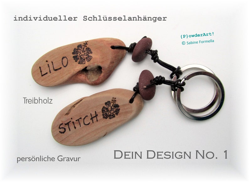 personalisierter Schlüsselanhänger mit Gravur / Treibholz / Geschenke für ihn Bild 2