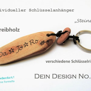 personalisierter Schlüsselanhänger aus Treibholz mit Gravur / mit Namen / Männergeschenke Bild 2