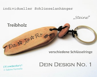 Schlüsselanhänger personalisiert / Treibholz & Gravur / Männergeschenke