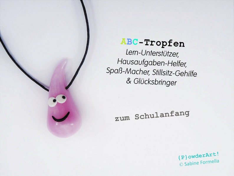 ABC-Tropfen zum Schulanfang Farbe rosenquarz / Glücksbringer & Talisman / Geschenk Mädchen Bild 1