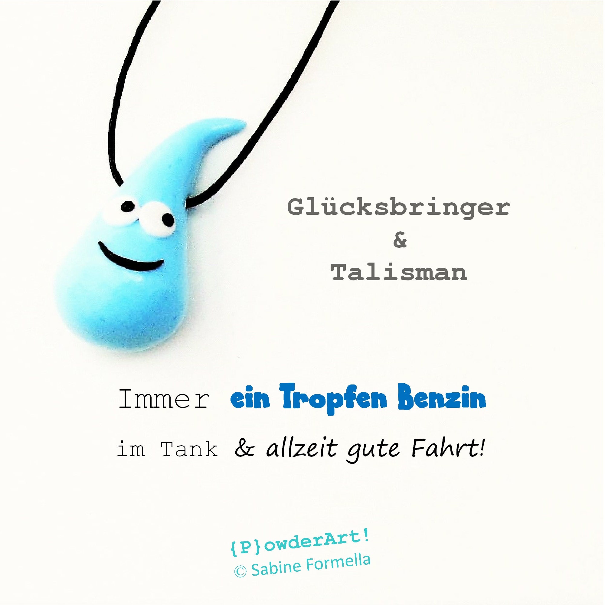 Ein Tropfen Benzin & gute Fahrt in apfelgrün / Glücksbringer Talisman /  Schutzengel Auto - .de