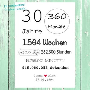 Bild zum 30. HOCHZEITSTAG 10.950 Tage mit Namen & Datum / Geschenk zur Perlenhochzeit