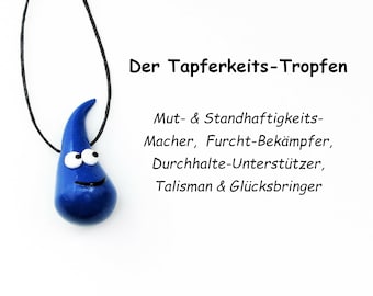 Glücksbringer Tapferkeits-Tropfen in mittelblau / Talisman / Geschenke für Freundinnen