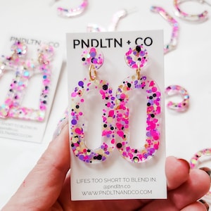 Disco Confetti Biodegradable Resin Dangle Earrings