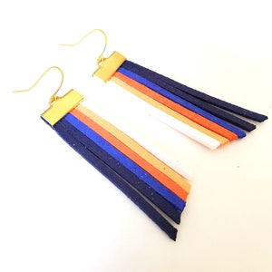 70's leather multi-colored fringe earrings The Bowie image 1