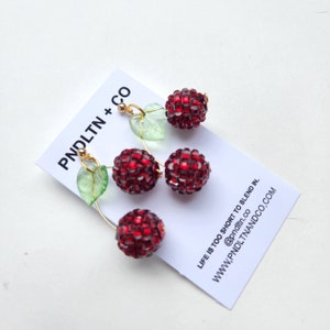 Red Disco Ball Cherries Large Cherry Earrings