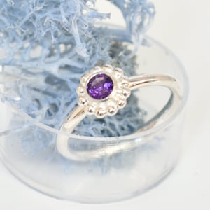 Amethyst ring, delicate silver ring, engagement ring, slip ring, size 53 image 1