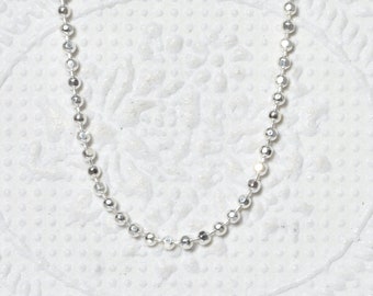 Glittering necklace silver 925, diamond-coated ball chain, Ø 1.5 mm