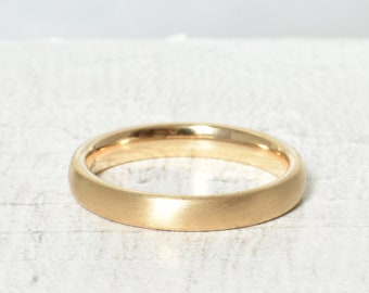 Wedding ring satin matt, wedding ring 585 rich gold, customizable with engraving, 3 mm wide