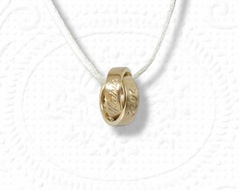 Pendant yellow gold 585, 2 rings in each other, baptism rings, customizable with hand engraving
