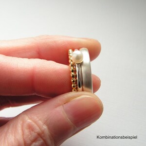 Ring set pearl ring, matt silver ring 3.5 mm wide, satin finish image 5