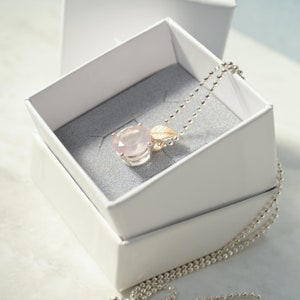 Rose quartz pendant, silver with 750 rose gold, unique image 4