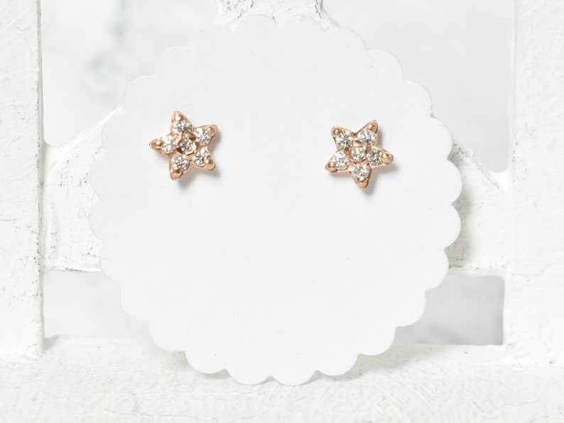 small diamond stud earrings 750 red gold, yellow gold or white gold 585 image 2